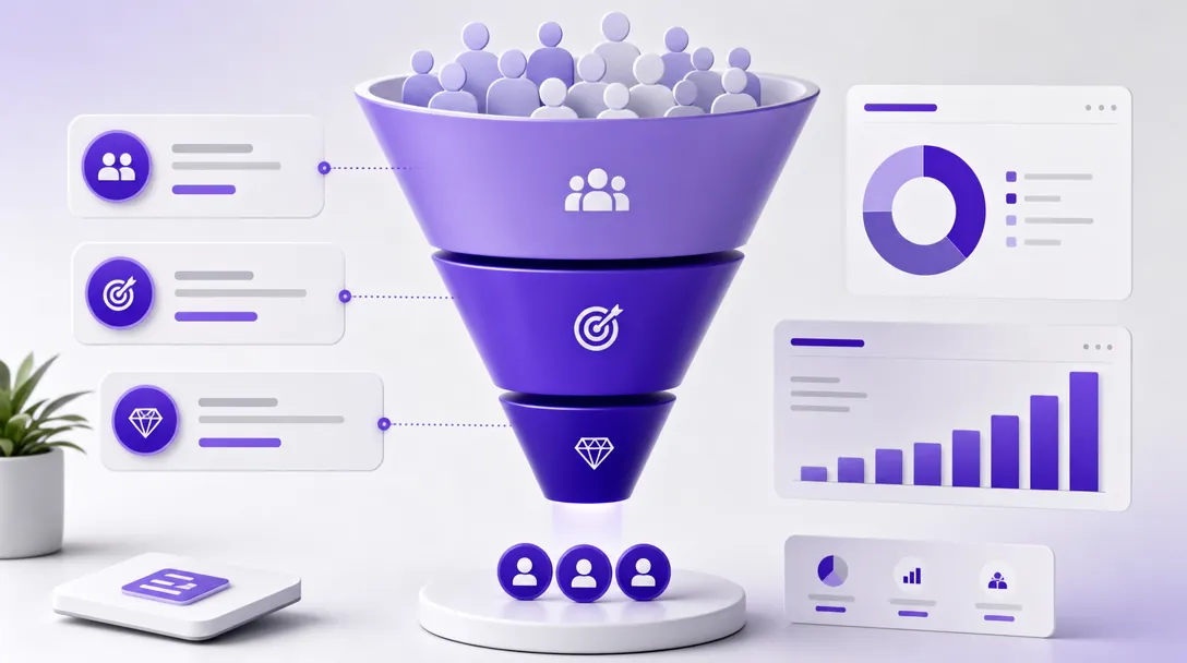 entonnoir d'acquisition (attirer, convertir, fidéliser)