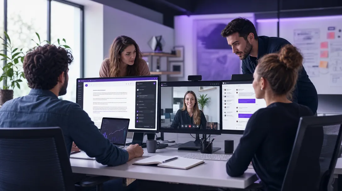 environnement collaboratif en action (docs, visio, chat)